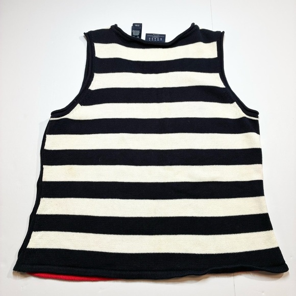 Crazy Horse Liz Claiborne Red White Blue Stars Stripes Sweater Tank Flag XL Pet - Picture 7 of 10